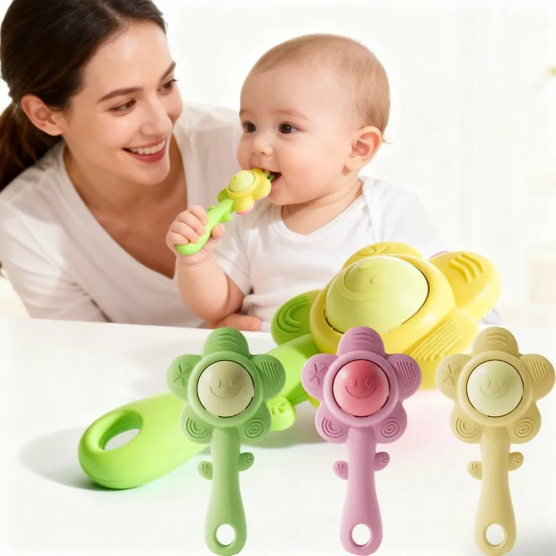 جرس مكرنك يدوي للأطفال، قابل للمضغ، مادة صديقة للبيئة، لعبة حسية للتعليم المبكر، رؤية تدريب الطفل