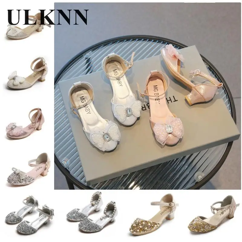 

Girls' Pearl Leather Shoes 2024 Spring/Summer New Breathable Princess Shoes Golden Pear Kid's Soft Sole Single Shoes Princess