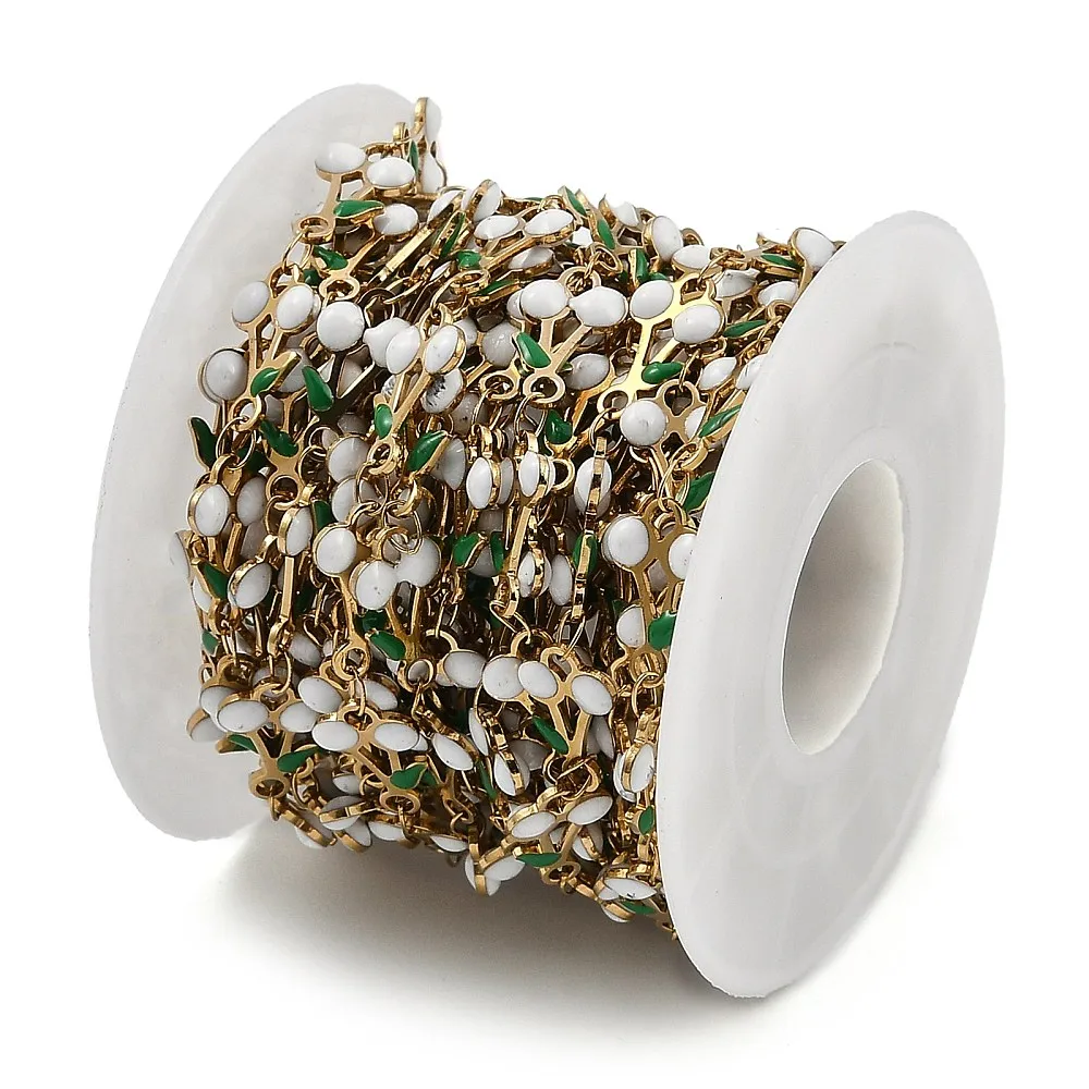 PandaHall 5m/Rolle IP 304 Edelstahl Emaille Kirschblüten-Charm-Kette, gelötet mit Spule für Halsketten- und Armbandherstellung – Detail 14