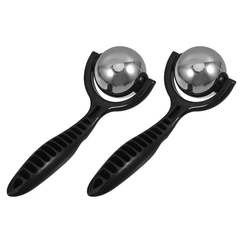 

2Pcs Manual Massage Ball Stainless Steel Roller Set Ergonomic Handle for Back Legs Feet Home Office Travel Muscle Pain Relief