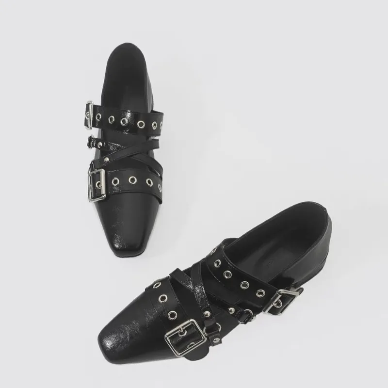 حذاء نسائي خفيف الوزن 2025 باليه فرنسي عتيق جديد داخل زيادة حذاء فردي برباط متقاطع حذاء ماري جين #2