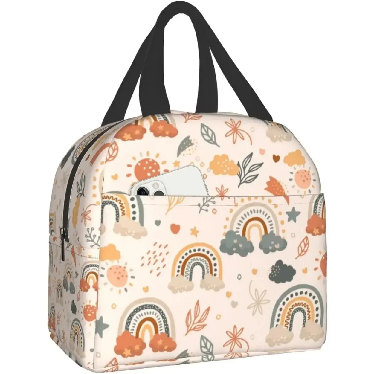 Lunch Bag with Front Pocket Aesthetic Lunch Bags Freezable Bento Box Women Men Lunch Boxes