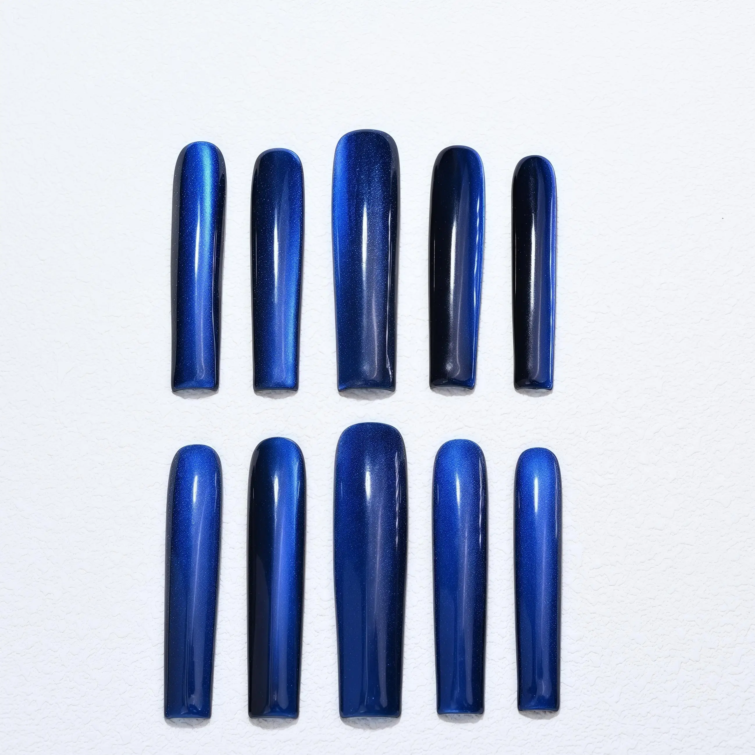 

Handmade Chic Long Square Press On Nails, Artisan Cat Eye Design, Multi-Color Series, High-Gloss Finish, Salon-Quality Reusable,