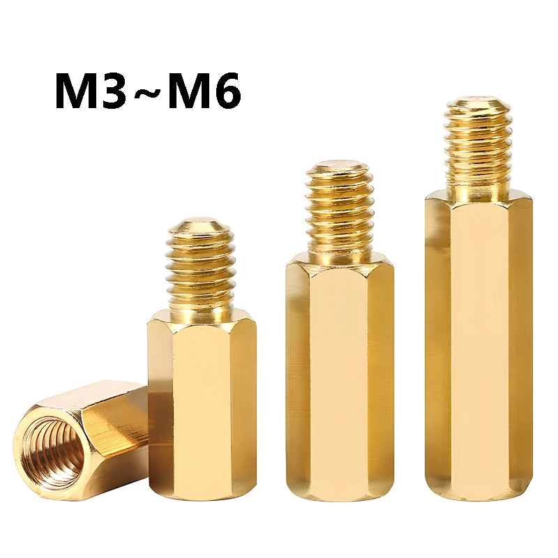 Brass Male-Female Hex Standoffs M3 M4 M5 M6 Conductive PCB Spacers for Electronics 3D Printing DIY Fasteners