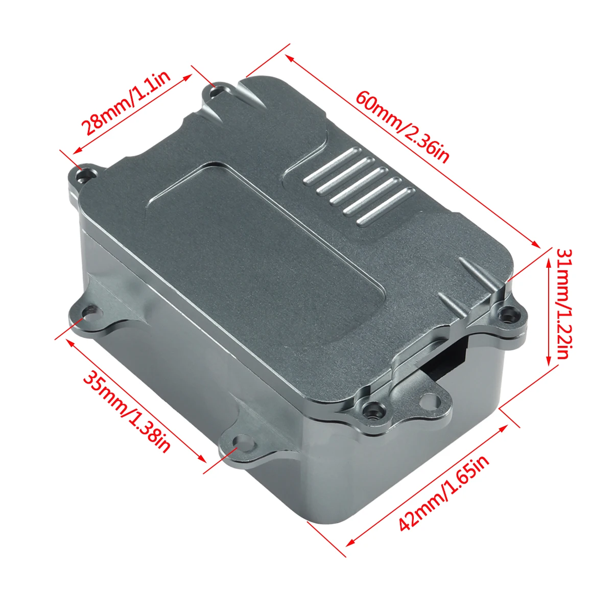 1 szt. Aluminiowa skrzynka na odbiornik RC 60*42*31mm e-ska elektroniczna taca do samochód Rock clawler zdalnie sterowany części zamienne SCX10 D90 D110