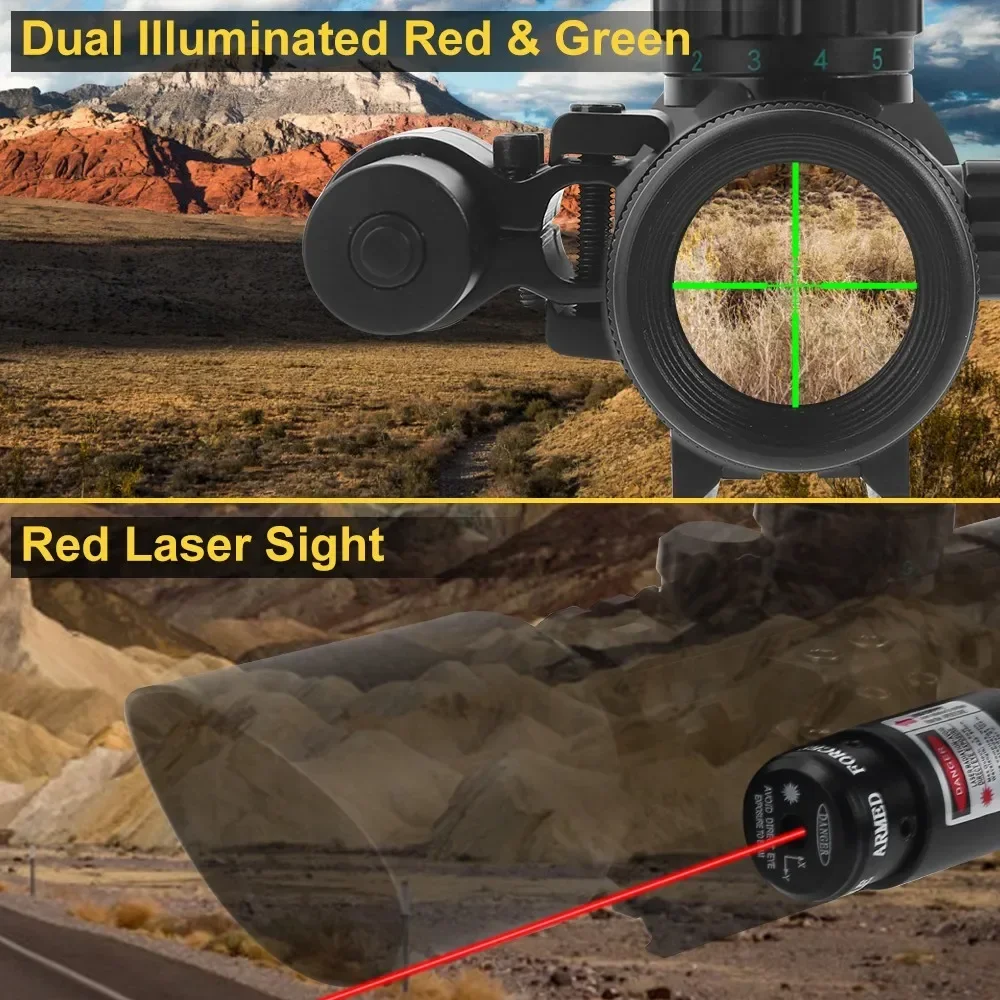 Imagem -03 - Red Dot Laser Sight Scope Riflescope Reticles Iluminados Vermelhos e Verdes Airsoft Hunting Scopes 20 mm 11 mm Rail 310x42