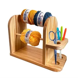 Wooden Yarn Rack Magnetic Levitation Storage Rack Rotatable Yarn Holder Distributor Solid Wood Double Shaft Yarn Shaft Storage