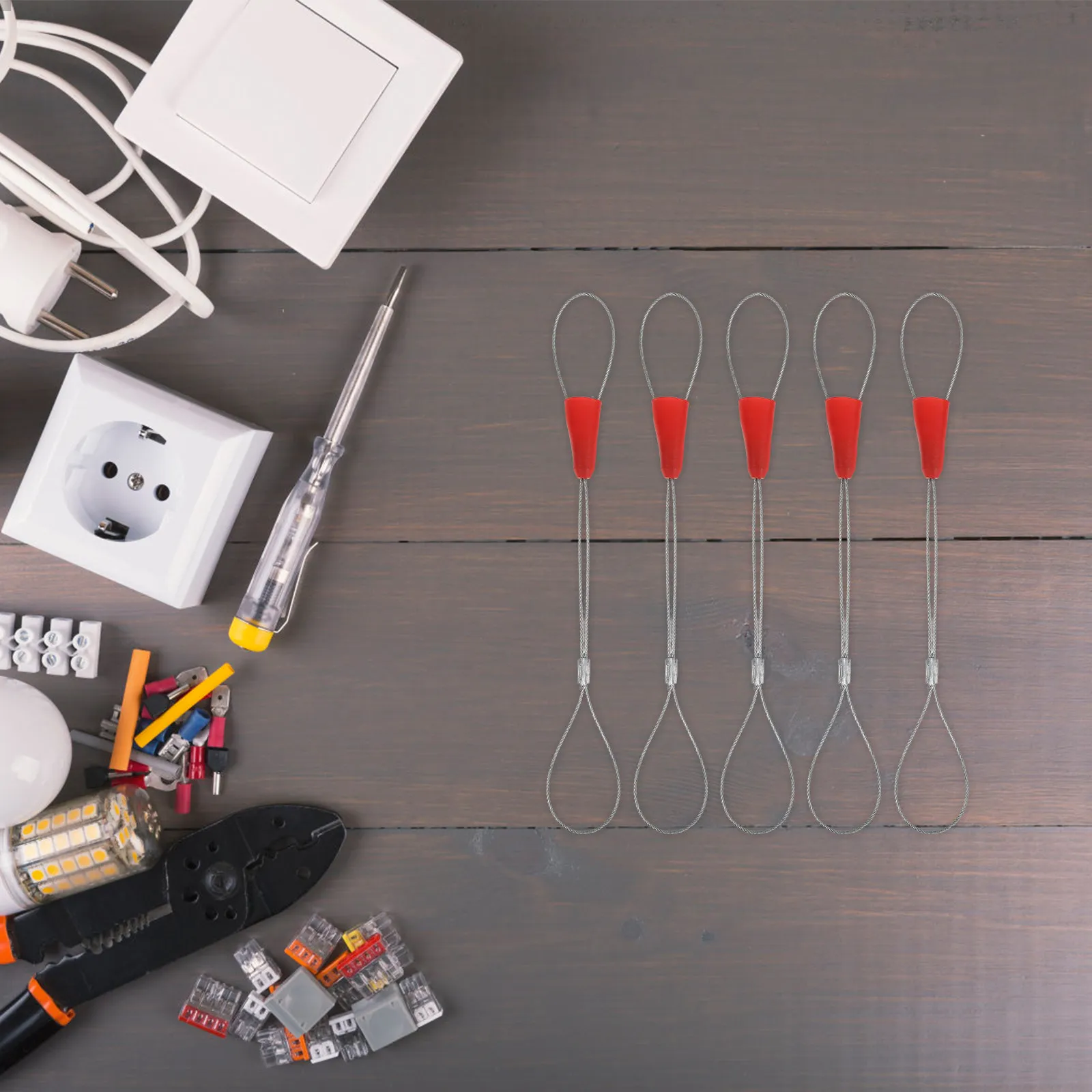 5Pcs Electrician Wire Puller Cable Puller Device Fish Tape Fastener for Threading Cables Wires Through Pipes Conduits