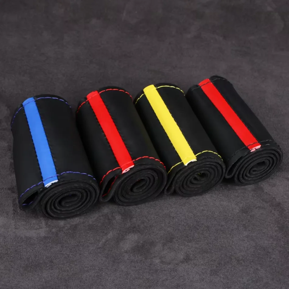 Universal PU Leather Automotive Steering Wheel Cover Soft Leather Cover Steering Wheel Braid DIY Car Accessories Hand Sewing