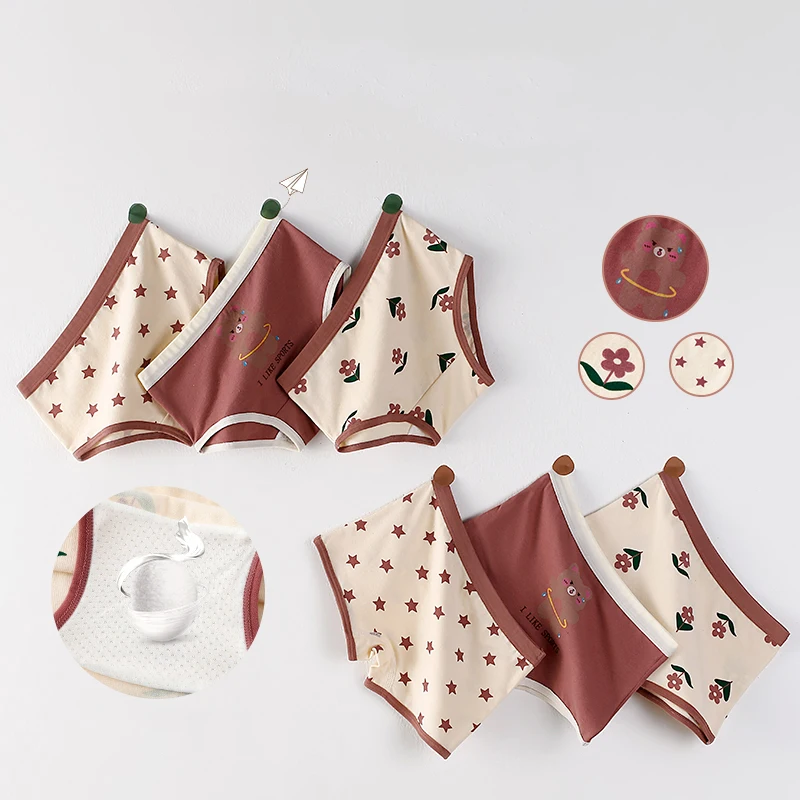 3Pcs/lot Kids Panties 7 Collections Chirdren's Underwear Lovely Girls Briefs Fl… - Image 5