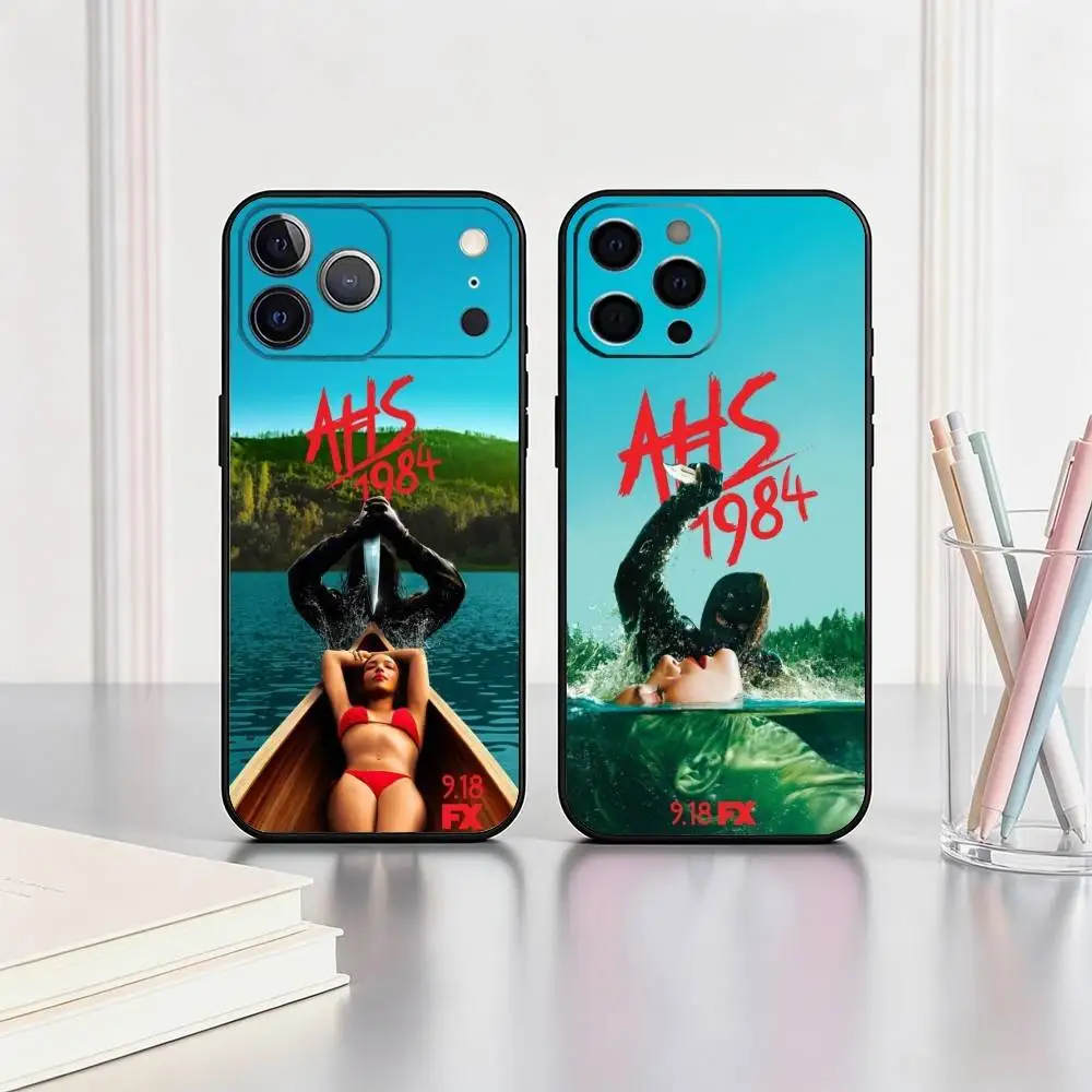Coque de téléphone American Horror Story AHS 1984 pour iPhone 17, 16, 15, 14, 13, 12, 11 Plus, Pro Max, autres modèles – Housse souple noire – Cadeau