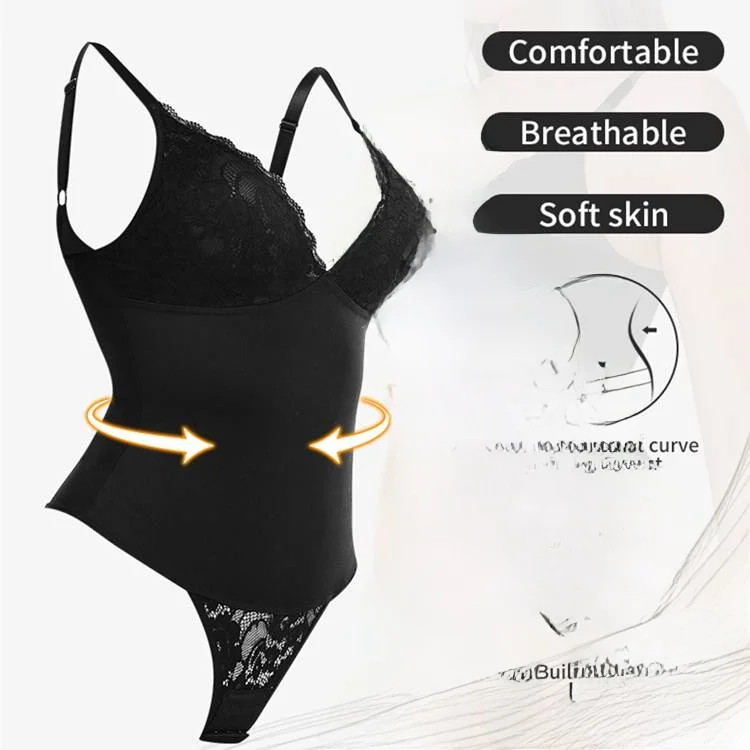 

plus Size Women's Bodysuit Shapewear Gathered Tight Fit Street Style V-Neck Summer Fashion plus Size One-Piece Swimsuit