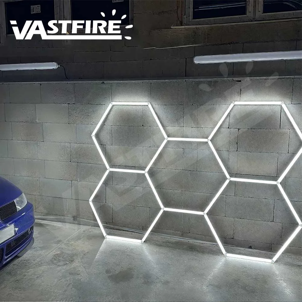 Honeycomb hexagonal LED ceiling garage light, super bright 6500K cold light, suitable for 4S workshops, home garages, gyms