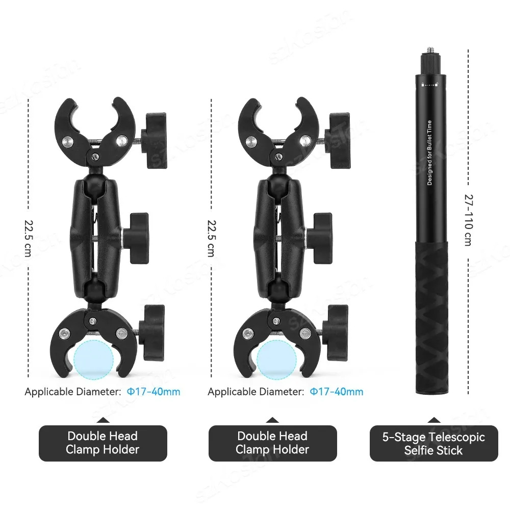 Motorcycle Bike Invisible Selfie Stick Monopod Handlebar Mount Bracket for GoPro Hero 13 12 11 Insta360 OneX3 X4 DJI Accessories