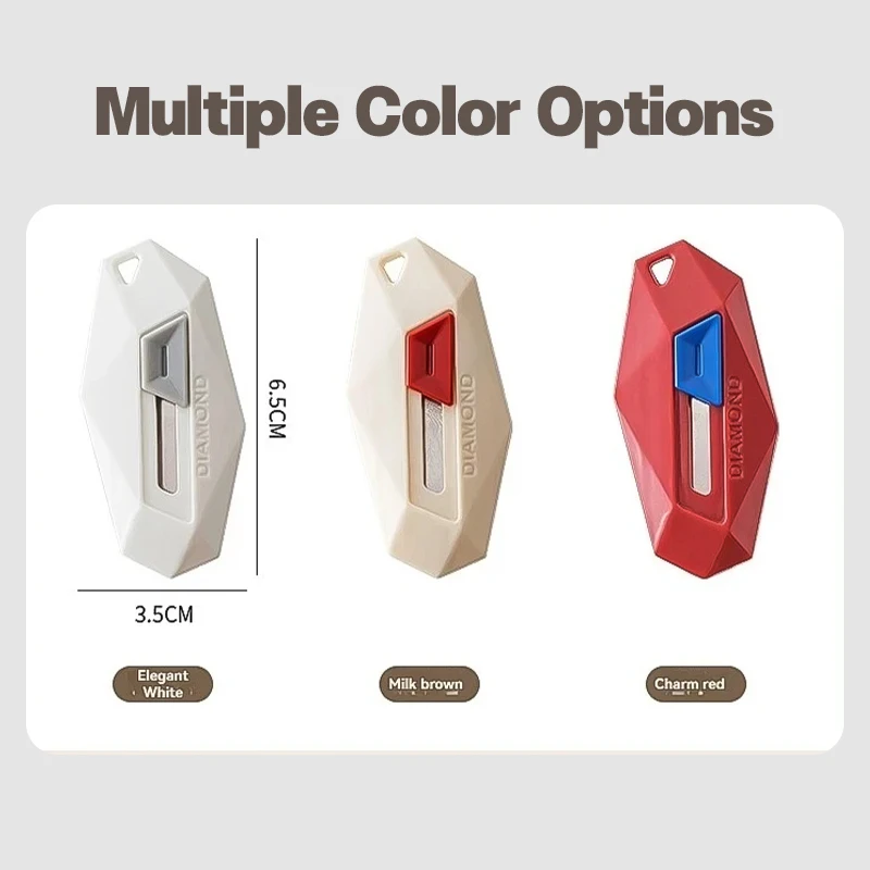 1pcs Diamond Design Unbox Knife Safety Round Head Cutter Magnetic Carton Box Cutter for Opening Package Letter Utility Knife