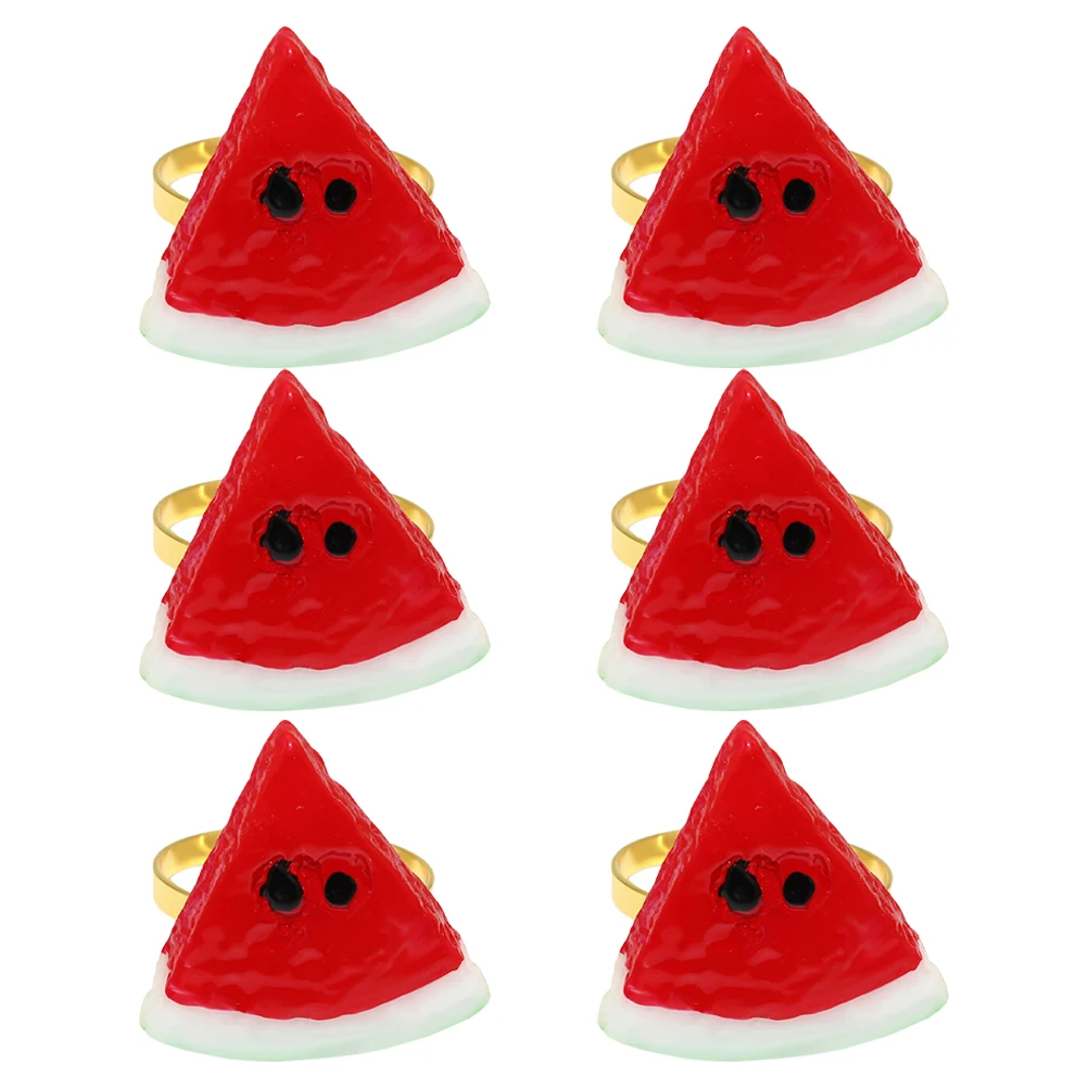 

6pcs Watermelon Napkin Rings Summer Fruit Decorative Buckles Metal Beach Party Supplies Dinner Table Decorations