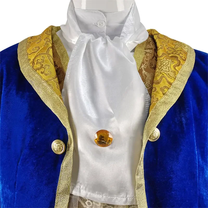 2022 New High Quallity CosDddy Beauty Beast Costume Cosplay Blue Uniform Costume Beast Prince Costume di Halloween