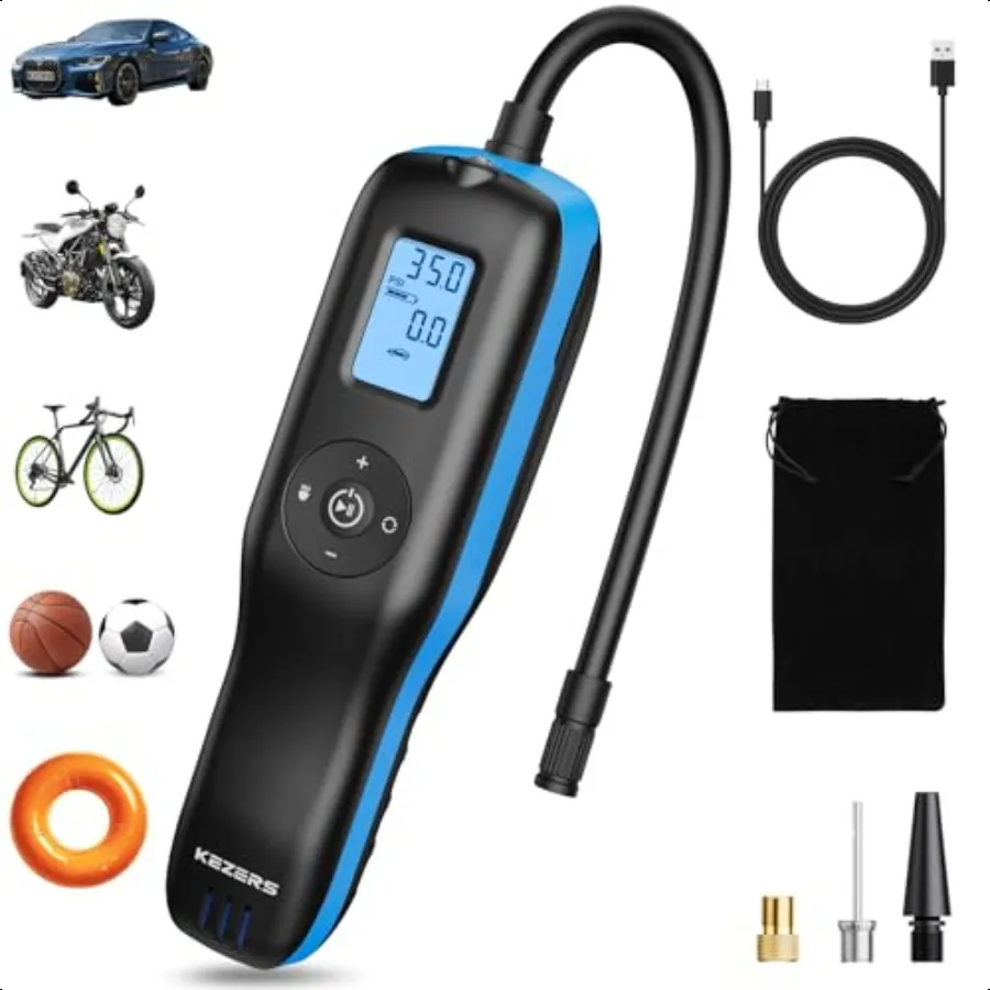

Bicycle Tire Iator Portable 160PSI Air Pump Cordl Air Compror with Digital Prure Gauge Rechargeable Battery Emergency Light Tir
