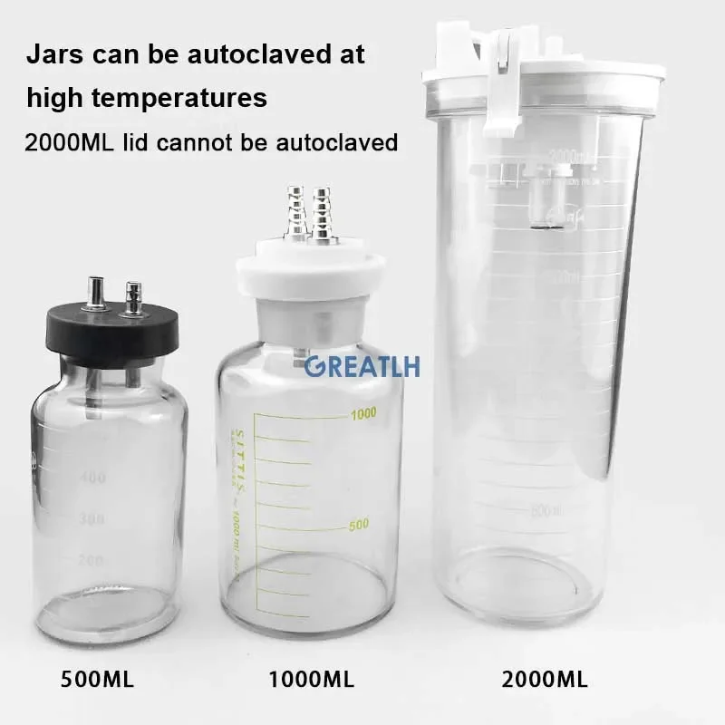 Liposuction Fat Collection Canister Bottle Autoclavable Liposuction Tools Silicone Tube 500/1000/2000ml Bottle