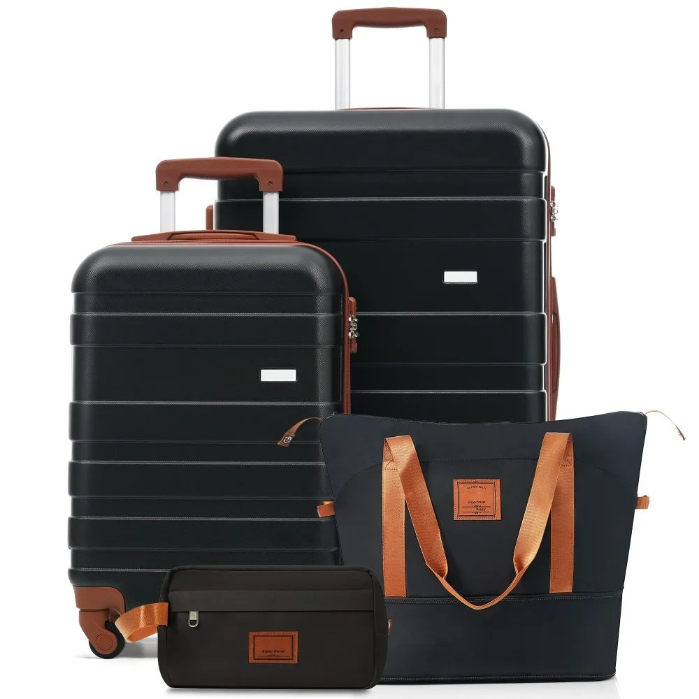 4-Piece Luggage Set  - 20in Carry-On, 28in Checked Suitcase with TSA Lock Travel Duffel Bag Wet-Dry Toiletry Bag