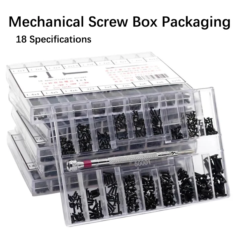 18 different specifications of screw box for watch maintenance and repair accessories, watch cover and back cover screws