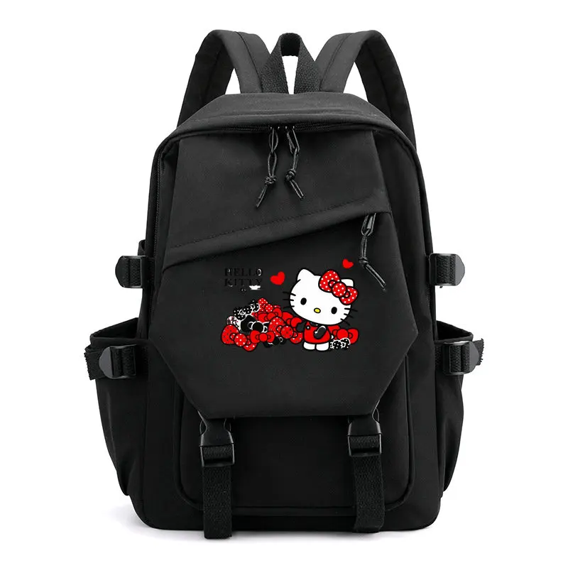 MINISO Large Capacity Hello Kitty Backpack Fashion Kawaii School Bag Waterproof Nylon Fabric for Girl Student