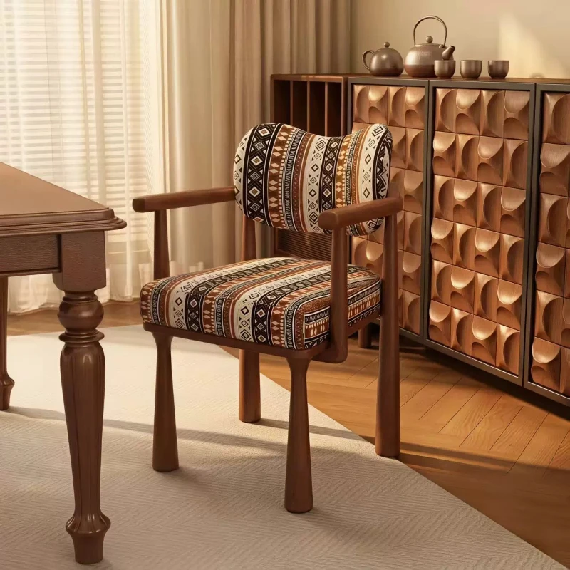 Sillas de Comedor de Diseño Antiguo con Respaldo y Reposabrazos, Sillas de Madera para Sala de Estar, Comedor, Oficina y Cocina, Muebles