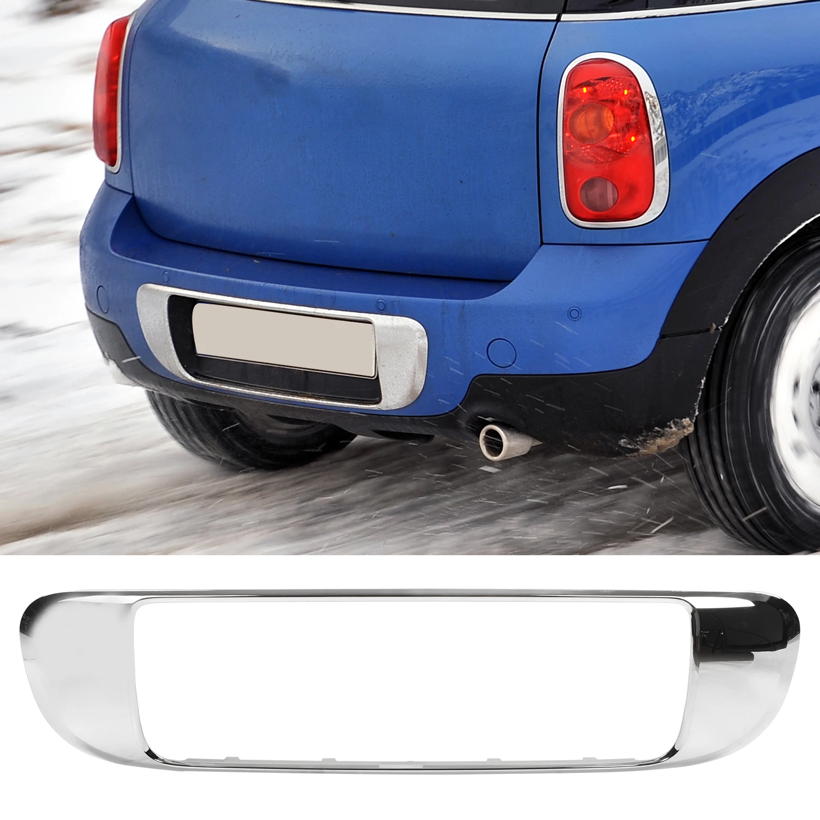 Chrome Rear Bumper License Plate Surround Trim Molding 51129804577 for Cooper Base Countryman R60 2010‑2016