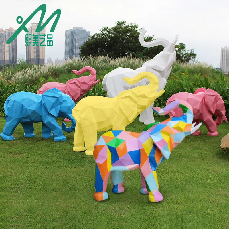 Outdoor Sculpture Abstract Elephant Flower Garden Landscape Shopping Mall