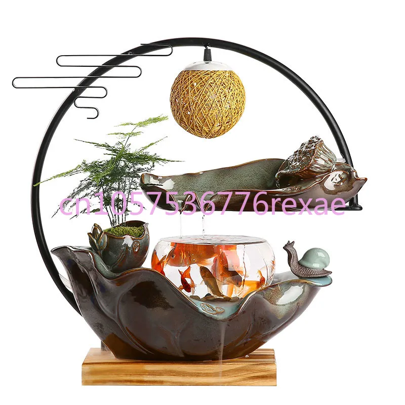 Home Decoration Fish Tank Opening Gifts DecorationCreative Water Fountain Feng Shui Lucky Office Living Room Soft Decoration