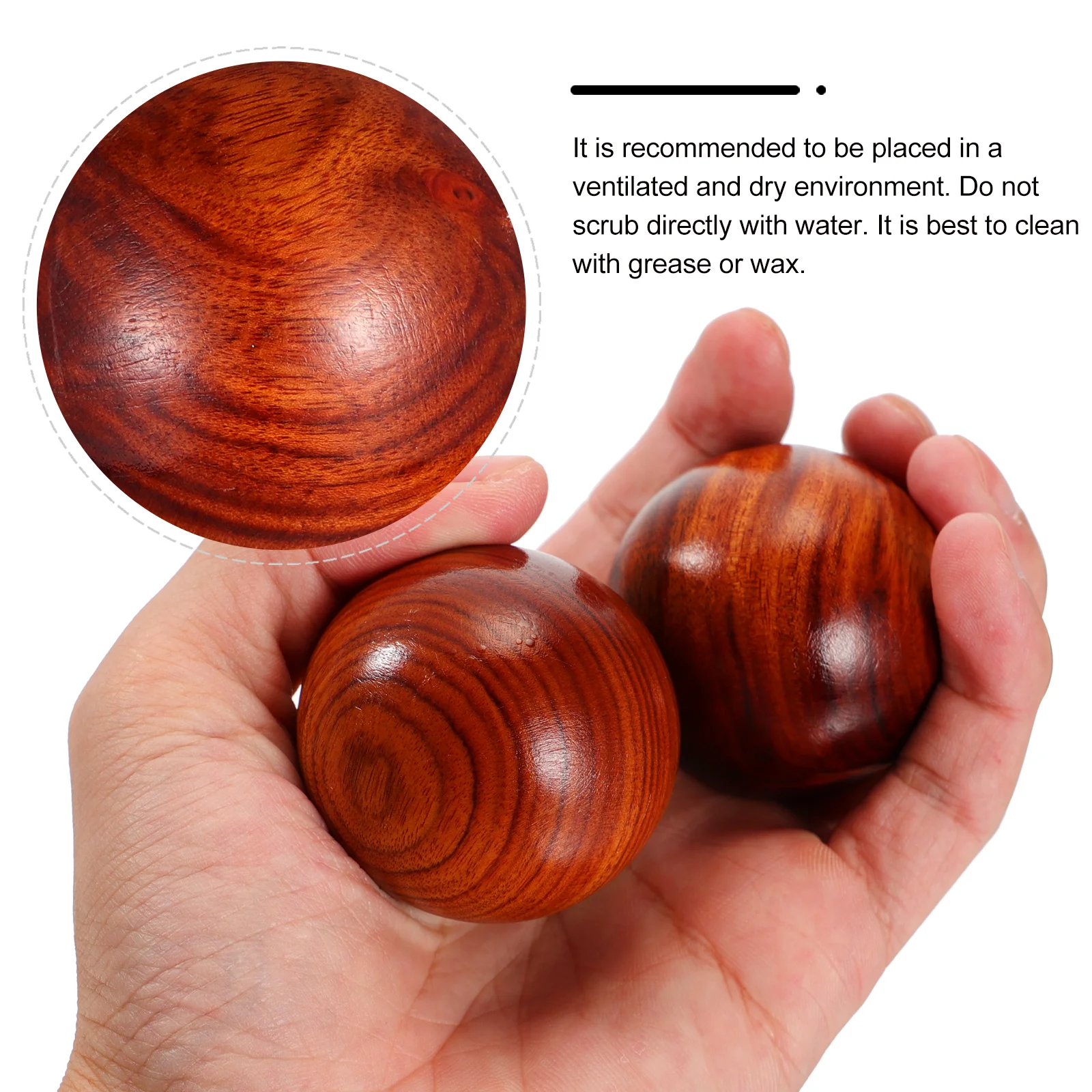 2 Pcs Stress Ball Massager Carving Crafts Handicraft Decompression Toy Handheld Reliever Desktop Ornament Wooden Chinese Wenwan