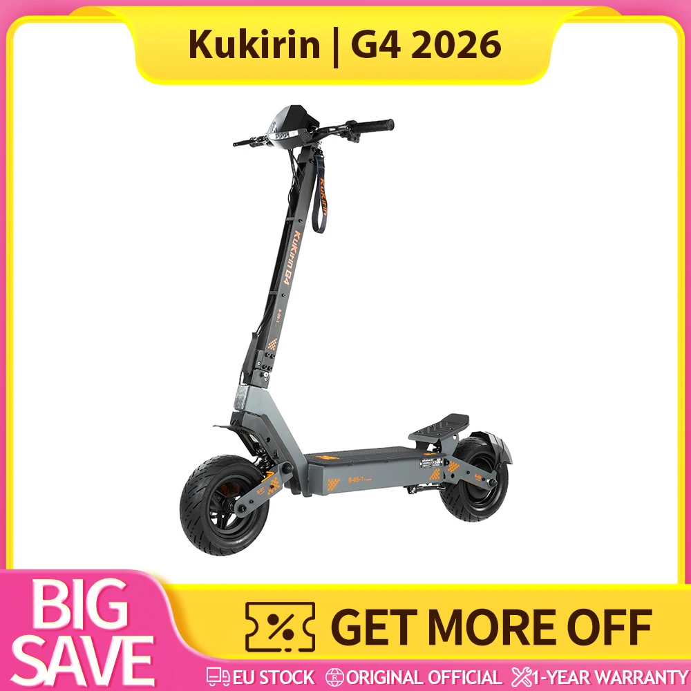 Trottinette électrique KuKirin G4 (version 2026), moteur 2000W, batterie 60V 20Ah, pneus 11 pouces, vitesse maximale 70 km/h, autonomie 75 km, freins à disque avant et arrière, amortisseur à quatre