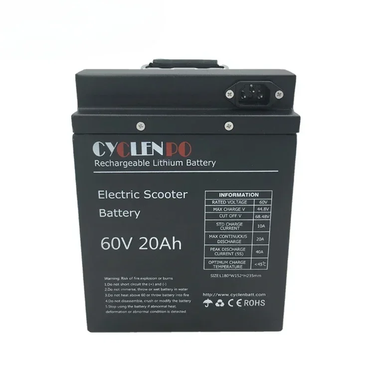 Factory 60v 20ah lithium battery for vehicle and electric scooter