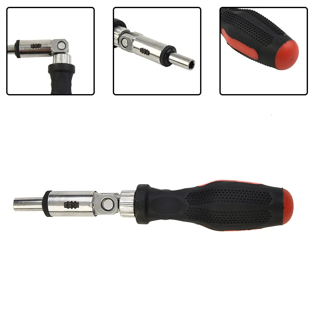 Ratchet Screwdriver 1/4 Inch 180Degree Rotating Screwdriver Drive Tackle T-type Foldable Hex Interface Lock Disassemble Tool