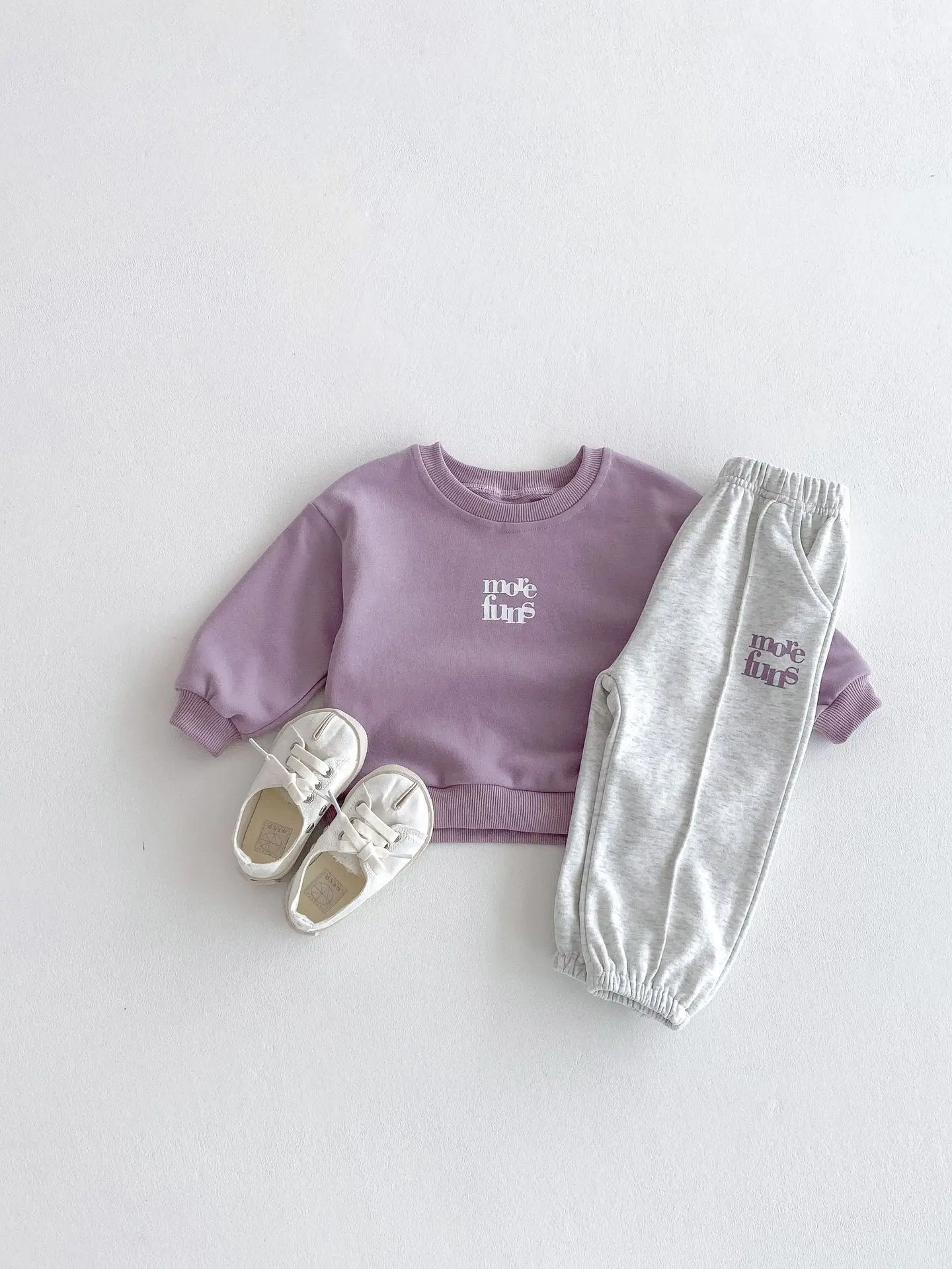 Koreanischer Stil Frühling/Herbst Neues 2-teiliges Set für Kleinkinder & Kinder, reine Baumwolle, Farbblock-Sweatshirt & Jogginghose – Detail 10
