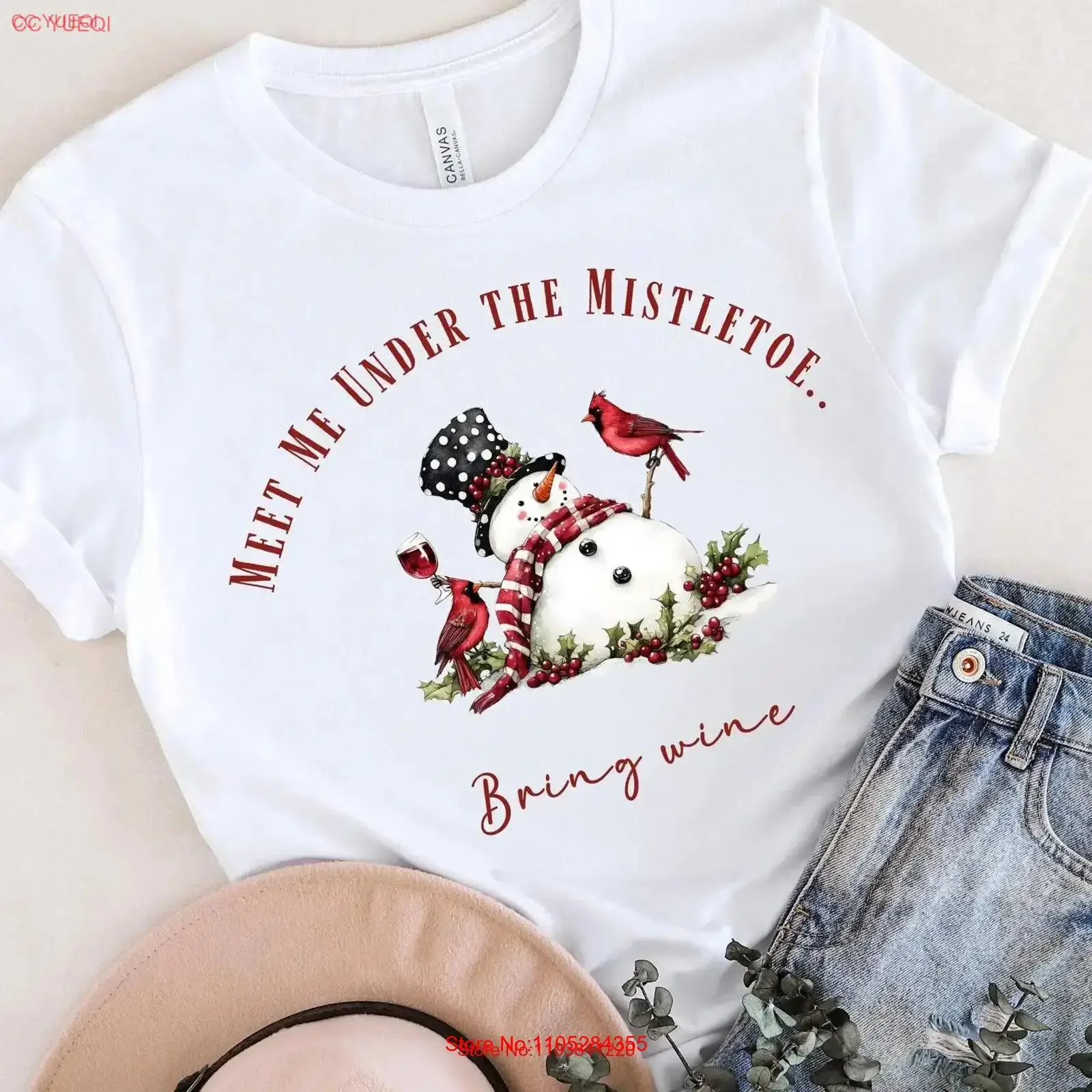 Romantic Christmas T Shirt Meet Me Under The Mistletoe Funny for Husband Couple Wife vintage Washed Breathable streetwear