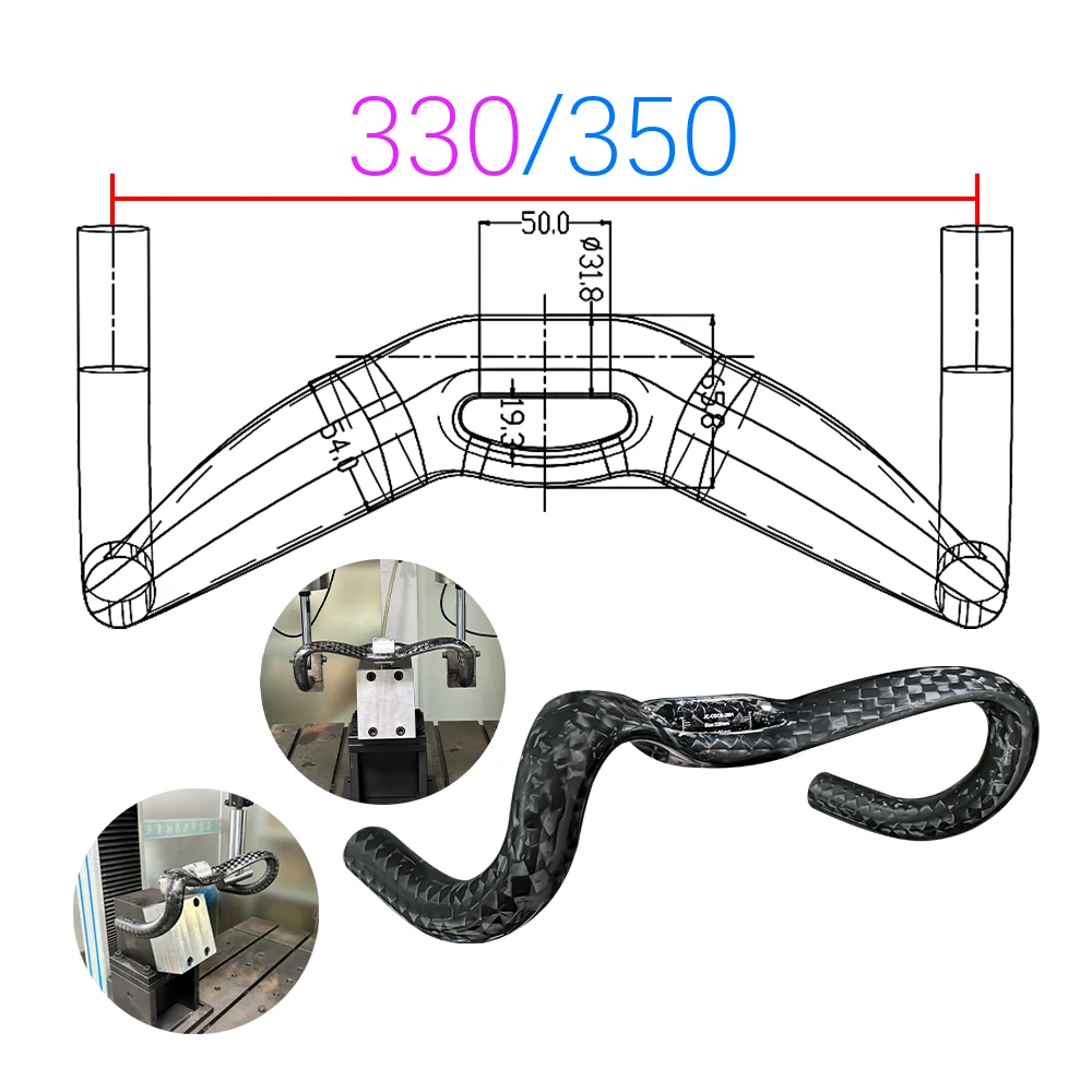 12K Shining Texture Carbon Fiber Dead Flying Bicycle Bend TT Handlebar Fixed Gear Competitive Bicycle Handlebar 2027 UCI Rule