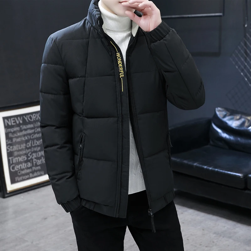 

Мужская зимняя утепленная куртка с воротником-стойкой, на хлопковом наполнителе, модная, приталенная, повседневная, на молнии, из полиэфирного волокна