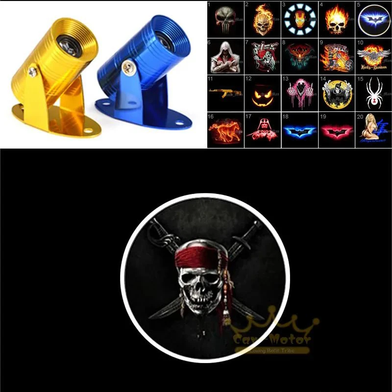 1 Pieces Pirates of the Carib bean Skull Logo LED Motorcycle Ghost Shadow Spotlight Light Laser Projector