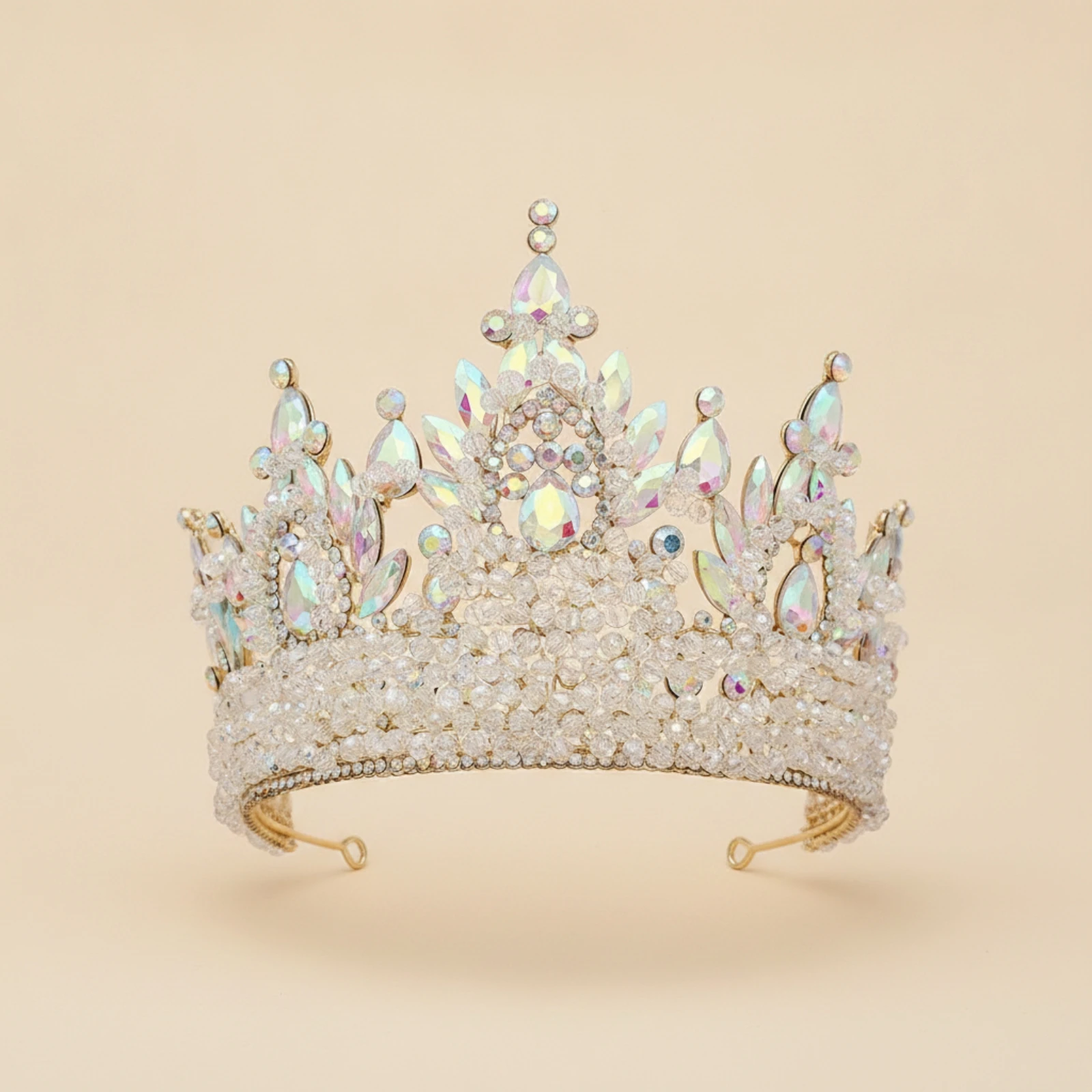 Rhinestone Crown with Comb Tall Rhinestone Crown Tiara with Comb Sparkling Headpiece Dramatic for Performers, Stage Performances