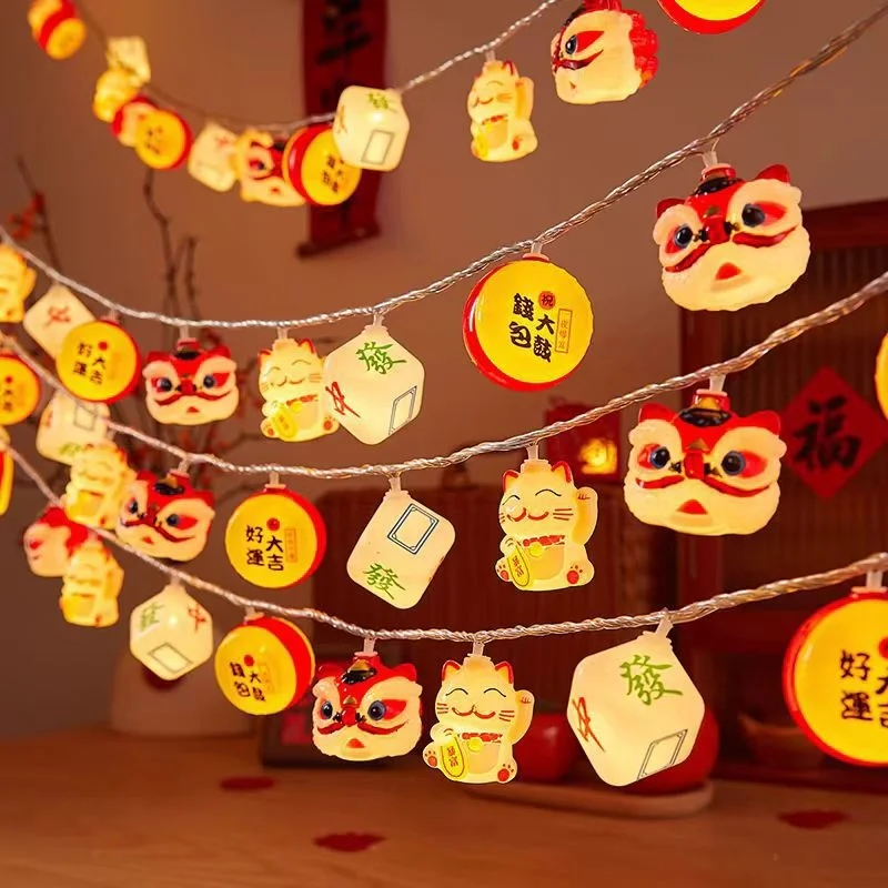 

Spring Festival Chinese New Year Lion Dance God Of Fortune Fortune Lantern Snake Year Atmosphere LED String Lights Decor