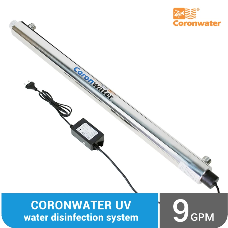 Coronwater SS304 9 GPM Khử Khuẩn Bằng Tia UV Diệt Khuẩn Hệ Thống Thanh Lọc Nước SEV-5925