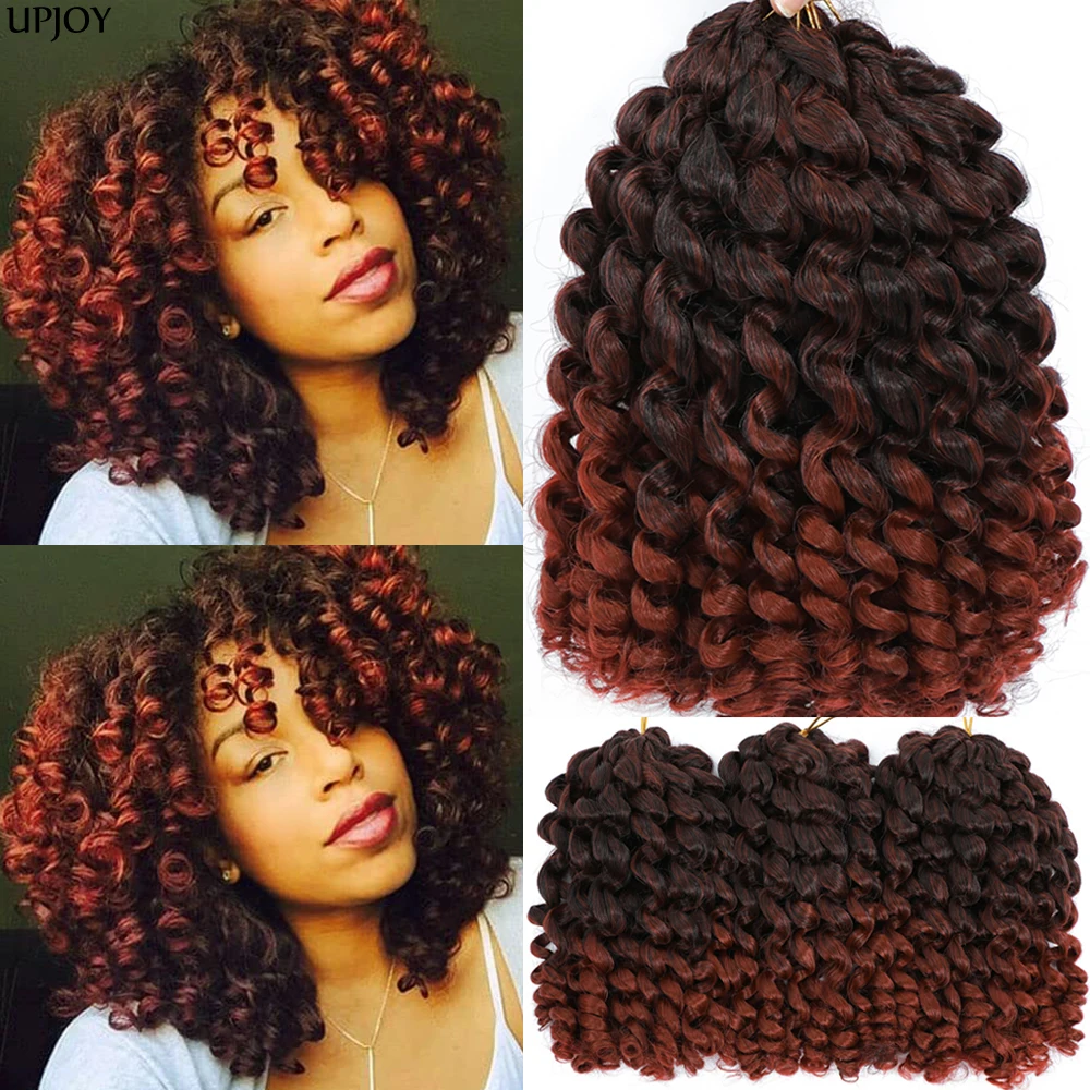 1-3 Paquetes de Cabello Sintético para Crochet Jumpy Wand Curl Jamaican Bounce, Rizos Sintéticos para Crochet, Trenzas Cortas Rizadas de 8 Pulgadas
