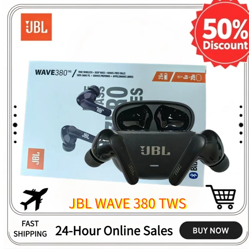 JBL Wave 380TWS оригинальные настоящие беспроводные наушники с шумоподавлением Hi-Fi спортивные наушники-вкладыши WAVE