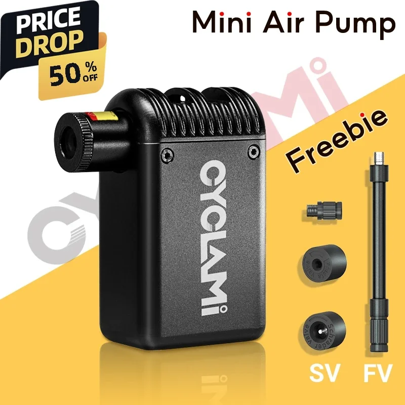 CYCLAMI Mini Plus Portable Pump for Bicycle Cordless Air Inflator Presta Schrader Valve Outdoor MTB Bike Accessories