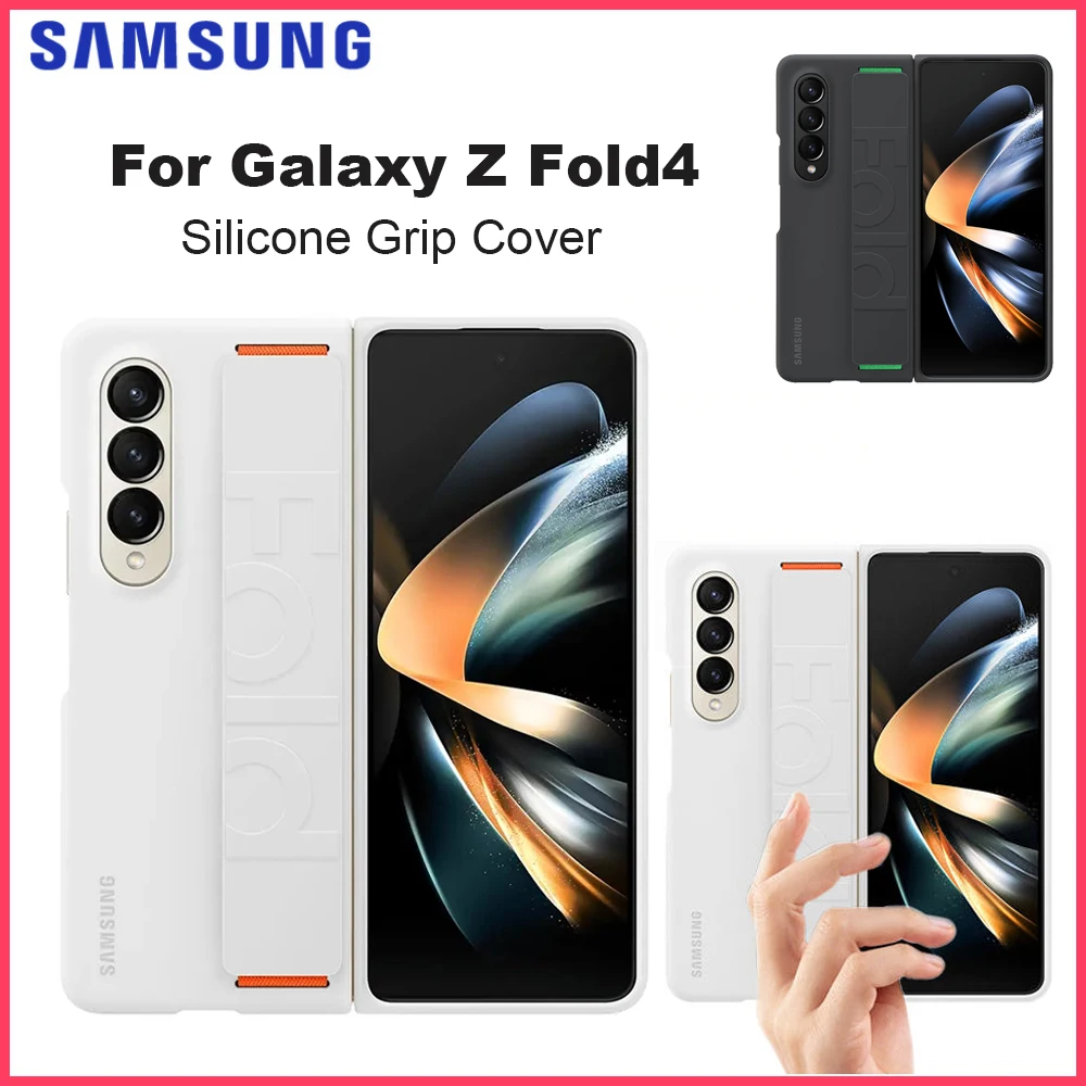 

For Samsung Galaxy Z Fold4 Silicone Grip Cover Smartphone Cover with Removable Strap Protective Case Shockproof EF-GF936