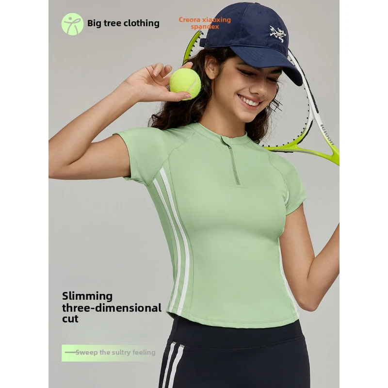 

2025 New Women's Breathable Half - zip Short - sleeved Yoga Tops Classy Sense Slimming Look High Elastic Ideal for Yoga