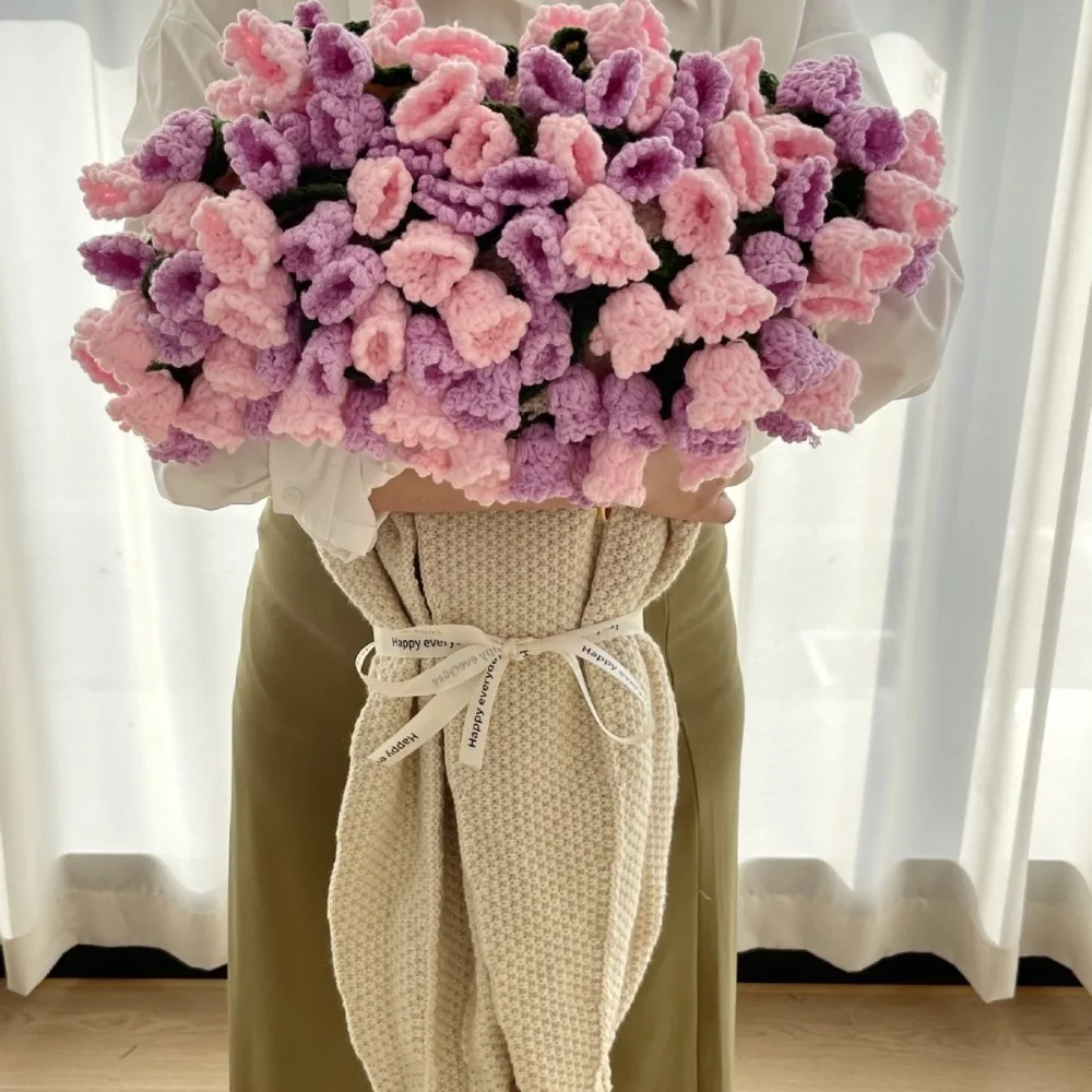 

Crochet Rose Bouquet Blanket Sunflower Carnation Finished Artificial Knitted Blanket Fashion DIY Craft Flower Bouquet Blanket