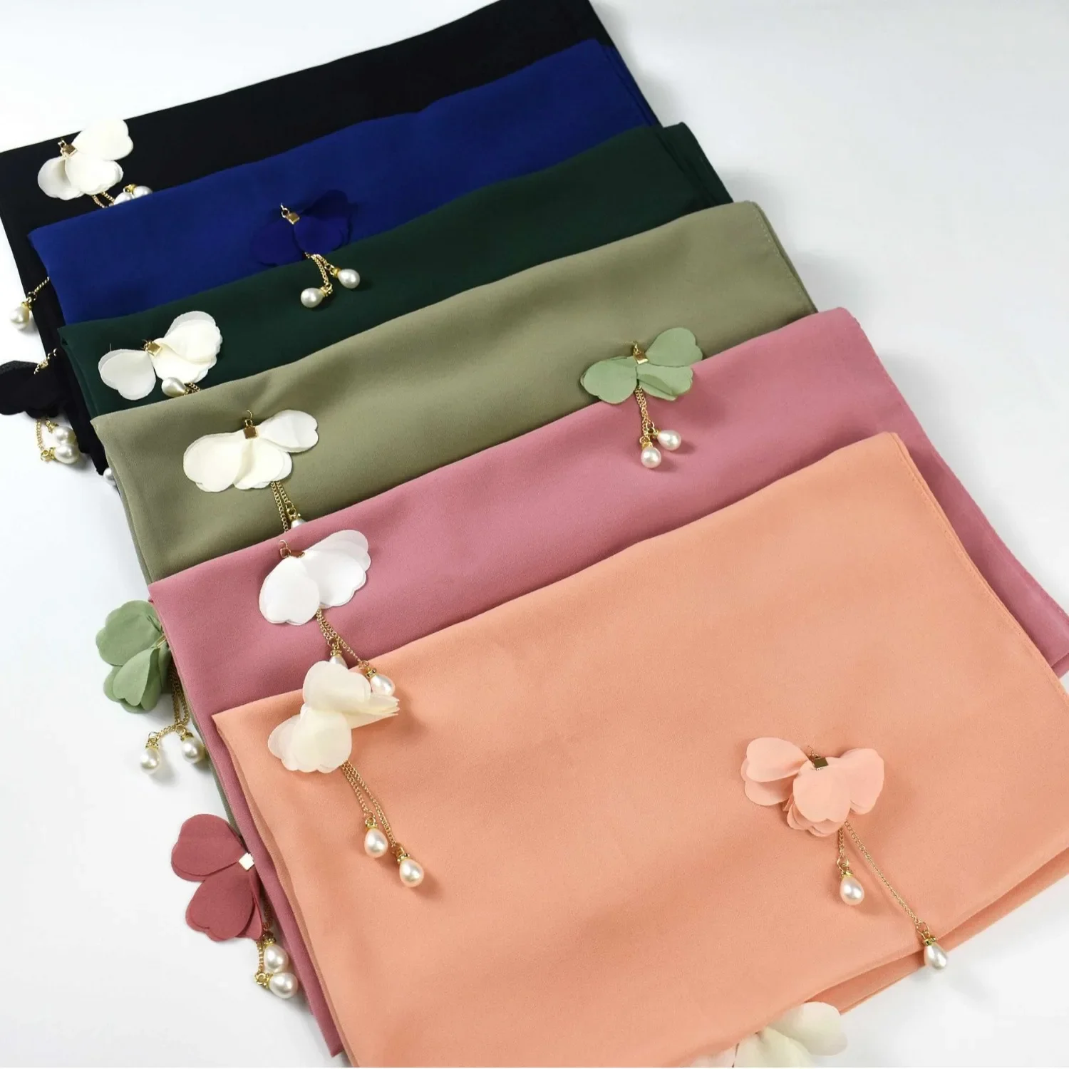

Bubble Pearl Chiffon Scarf Flower Bead Headscarf Muslim Hijab Veil Shawls Wrap Bandanas Headband Bufanda Foulard Turbante Mujer