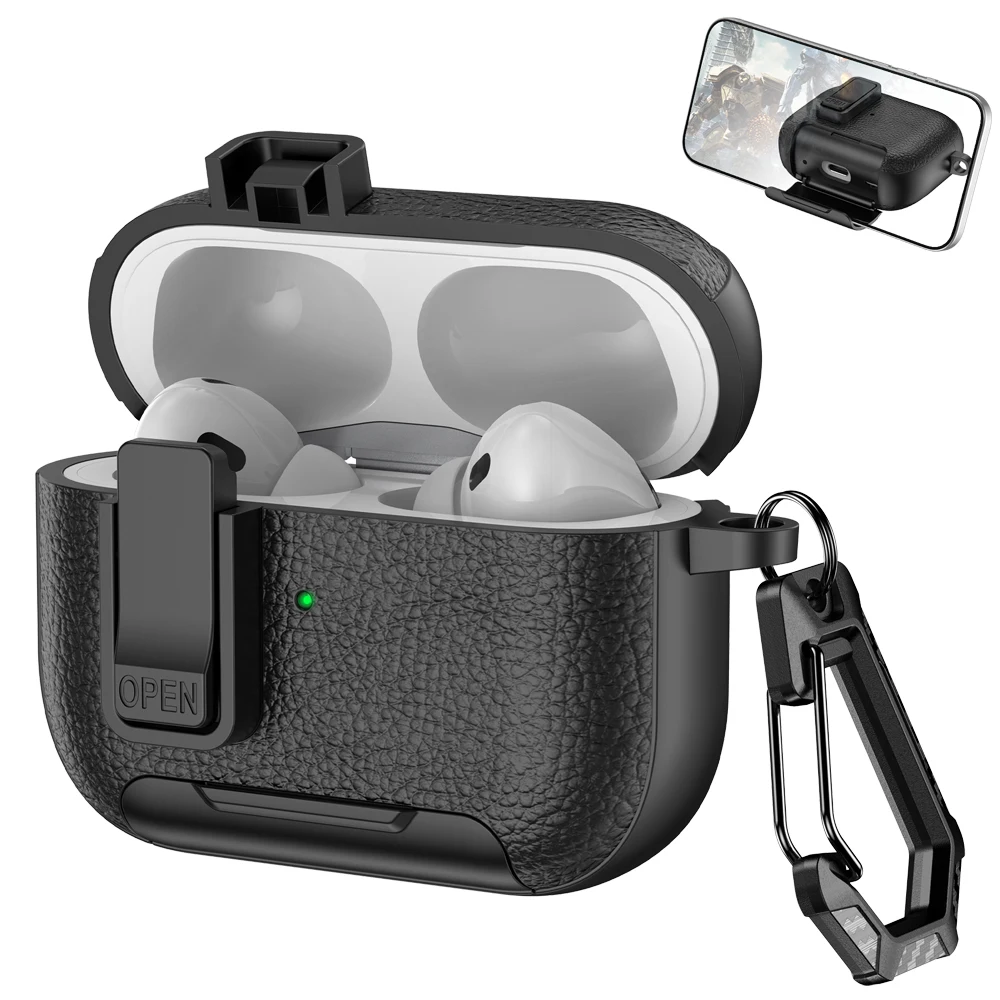 Estuche protector con cierre seguro para auriculares AirPods Pro 3, funda para auriculares Bluetooth AirPods Pro 2, AirPod 4 con gancho.
